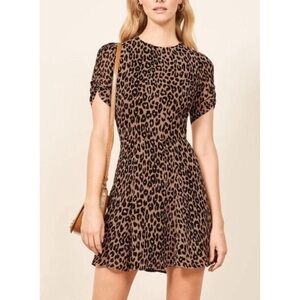Reformation Brown and Black Leopard Mini Dress